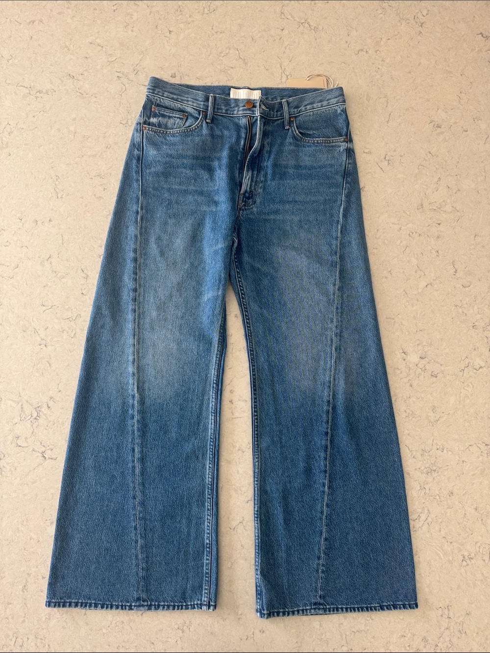 MOTHER SNACKS NWT lemon Twist High-Rise Wide Leg Women’s Jeans - Blue 31